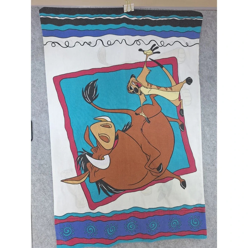 Vintage Disney Lion King Reversible Pillowcase Simba Nala Timon Pumbaa 90s USA
